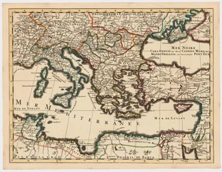 Osmanisches Reich im Jahr 1696 von Jaillot (das Mittelmeer in besonderer hoher Auflösung)